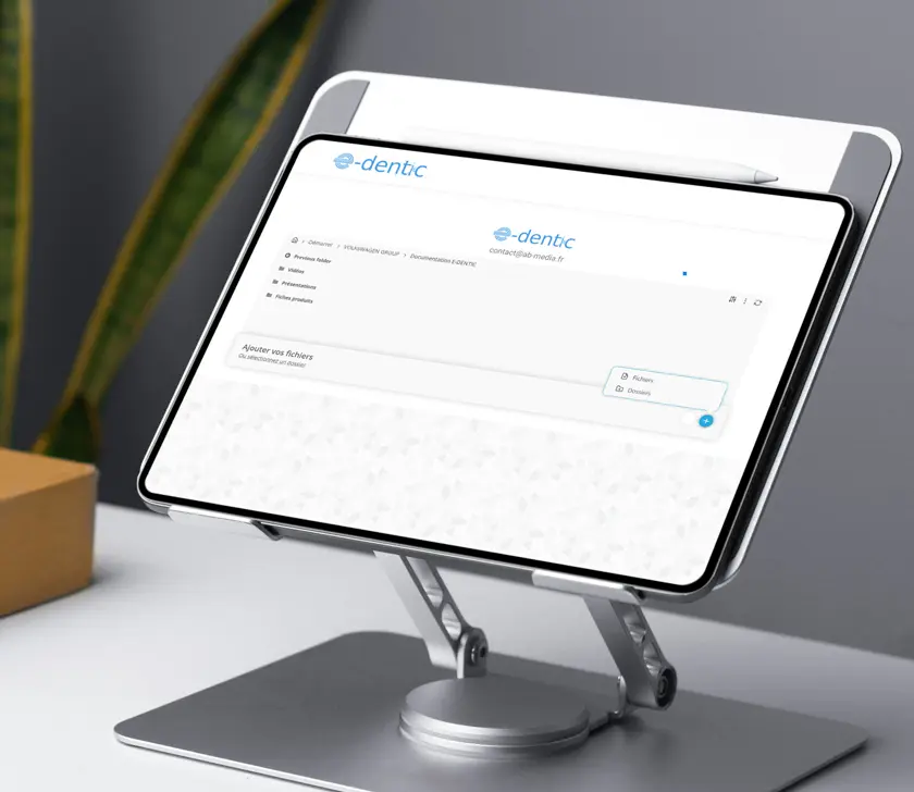 Extranet client E-Dentic sur tablette : écran de connexion