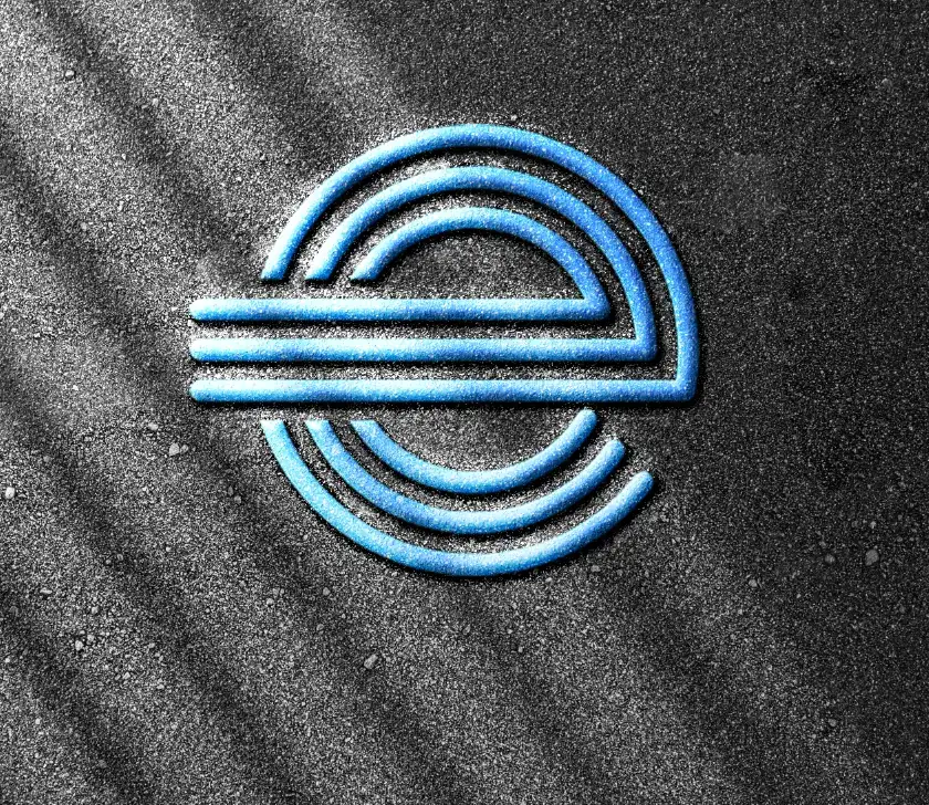 Logo E-Dentic en relief bleu