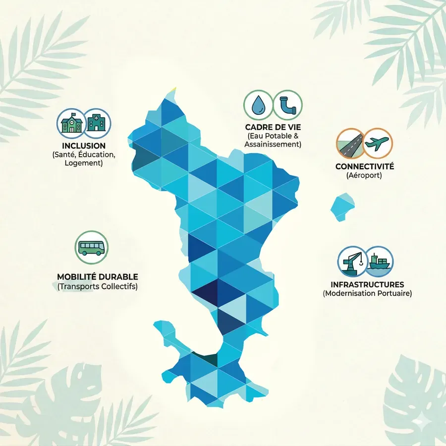 Carte des grands axes du programme européen à Mayotte