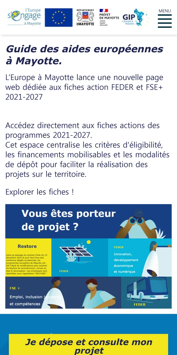 Le site europe-a-mayotte.yt sur téléphone