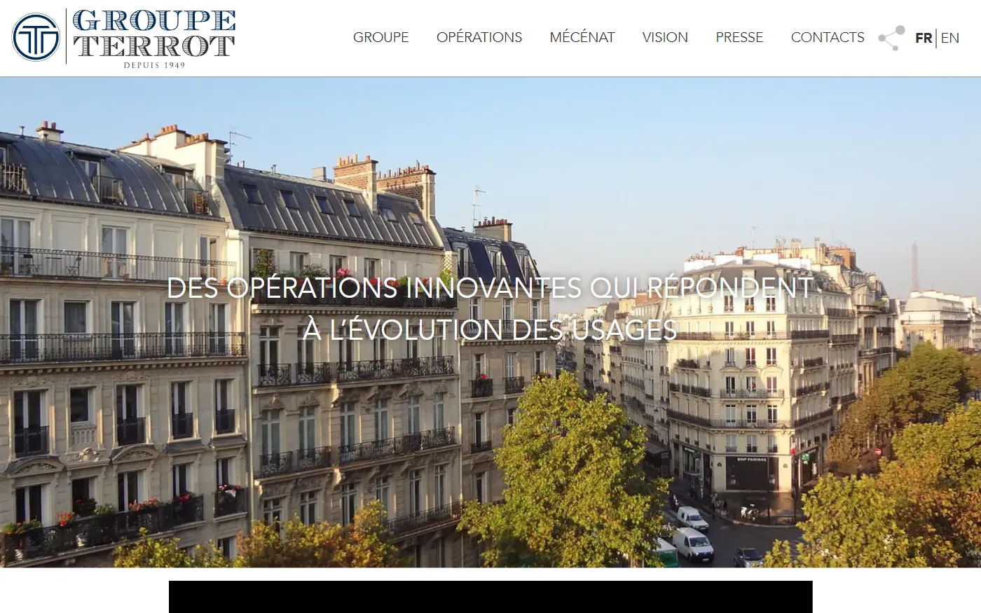 Page d'accueil du site groupeterrot.com sur ordinateur