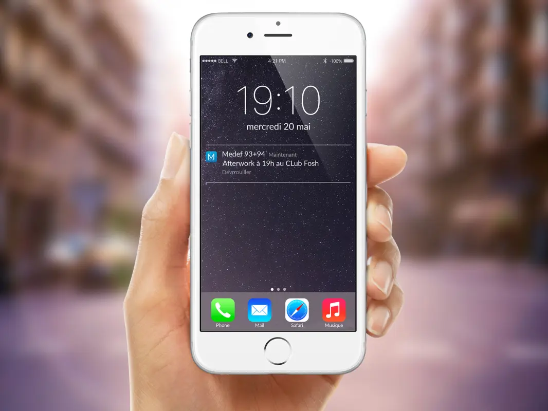 Notification de l'application M93+94 sur smartphone : invitation à un afterwork