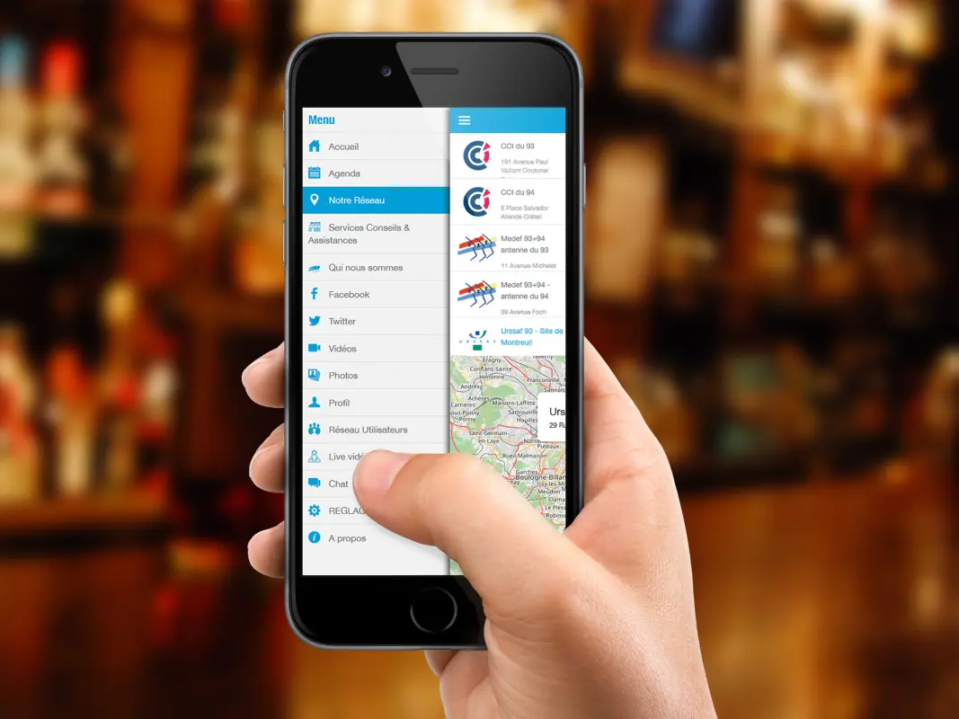 Annuaire et carte des adhérents dans l'application M93+94
