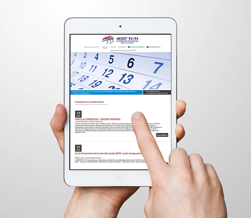 Agenda du MEDEF 93+94 sur tablette