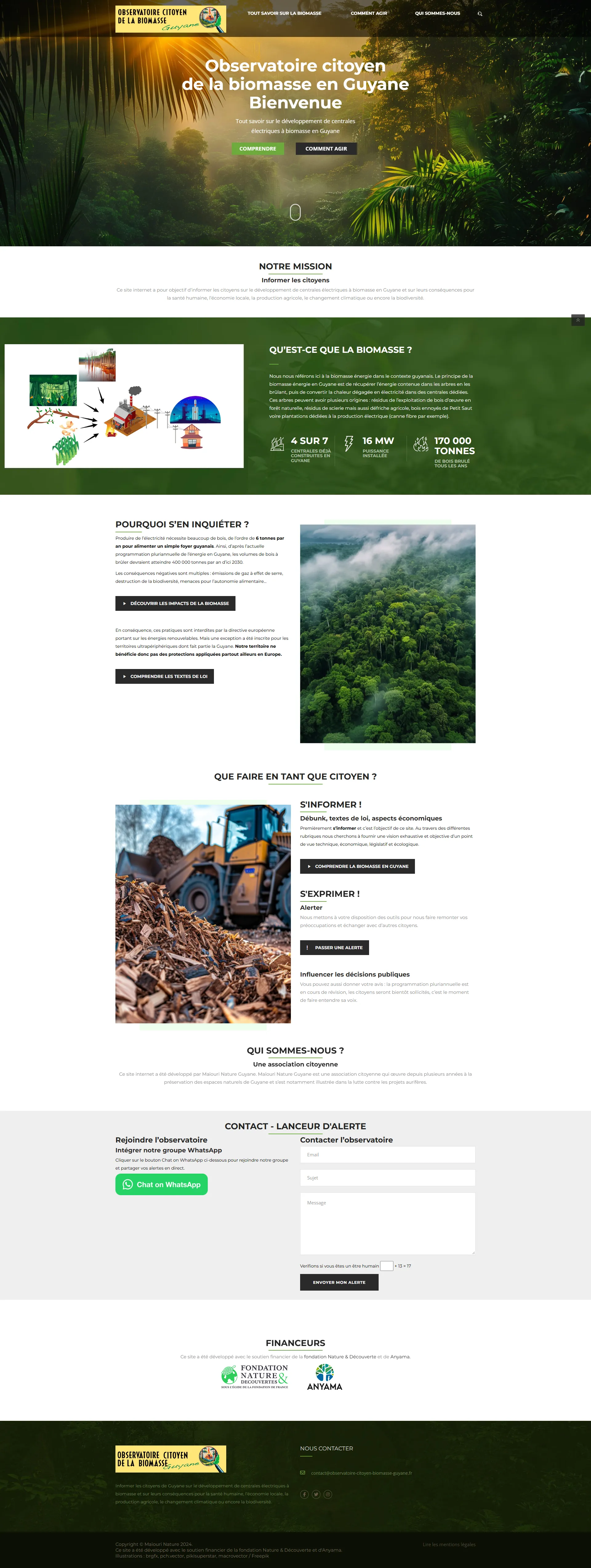 Page d'accueil complète de observatoire-citoyen-biomasse-guyane.fr sur ordinateur