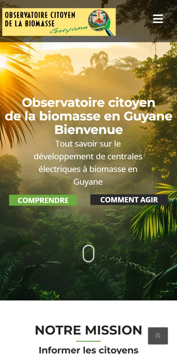 Le site observatoire-citoyen-biomasse-guyane.fr sur téléphone