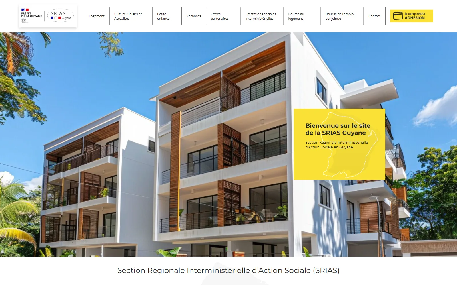 Page d'accueil du site srias-guyane.fr sur ordinateur